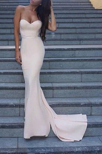 baby pink mermaid prom dress