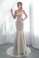 ivory lace over champagne wedding dress
