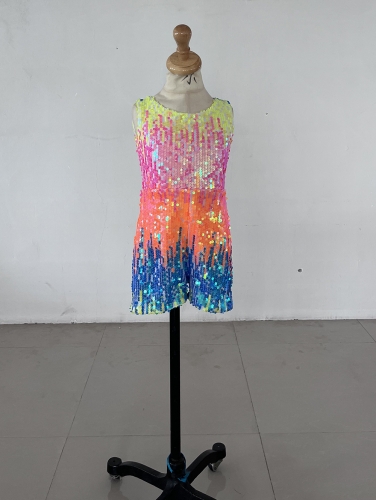 Ombre Colored Stretch Sequin Fun Fashion Romper
